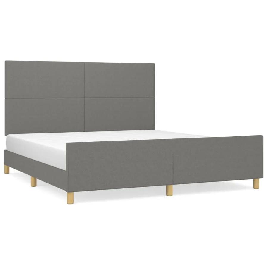 Cadre de lit sans matelas gris foncé 180x200 cm tissu - 2