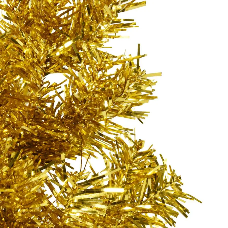Demi sapin de Noël artificiel mince avec support Doré 150 cm - 7