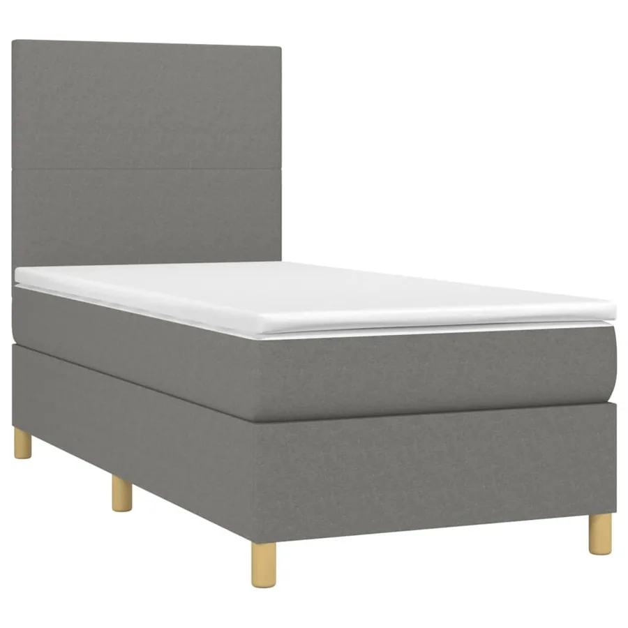 Sommier à lattes de lit avec matelas et LED Gris foncé 90x200cm - 3