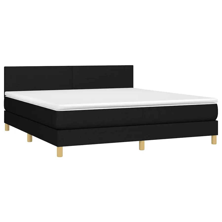 Sommier à lattes de lit avec matelas LED Noir 180x200 cm Tissu - 3