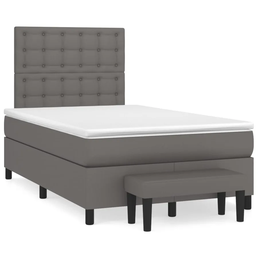 Sommier à lattes de lit avec matelas Gris 120x200 cm Similicuir - 2
