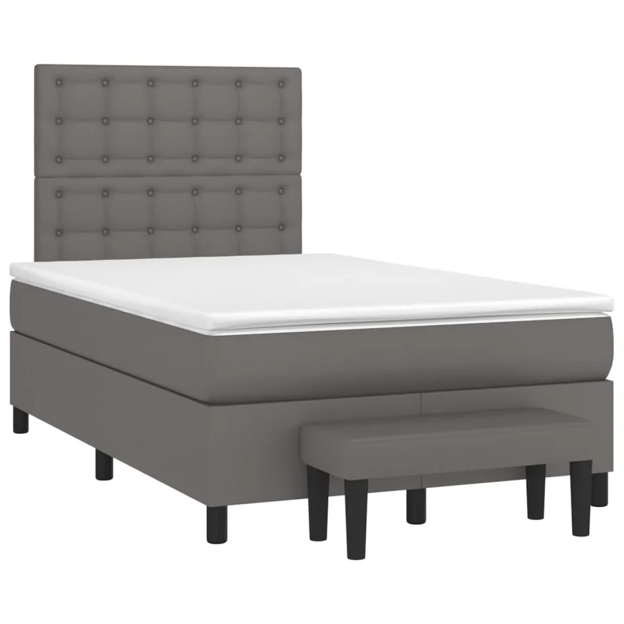 Sommier à lattes de lit avec matelas Gris 120x200 cm Similicuir - 3