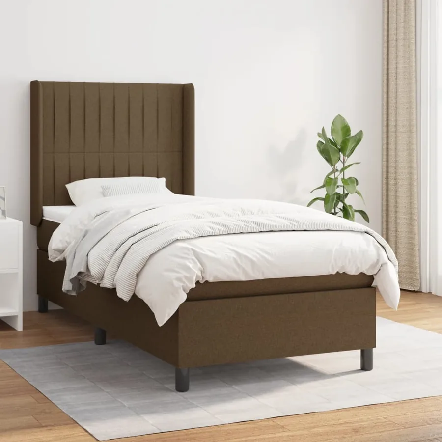 Sommier à lattes de lit avec matelas Marron foncé 100x200 cm
