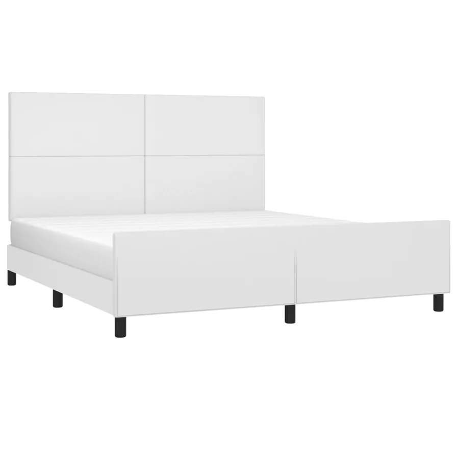 Cadre de lit sans matelas blanc similicuir - 3