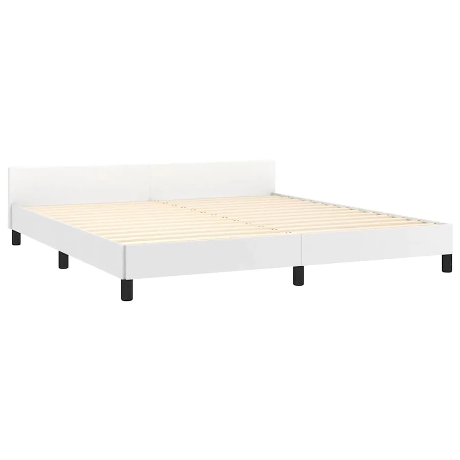 Cadre de lit sans matelas blanc similicuir - 5
