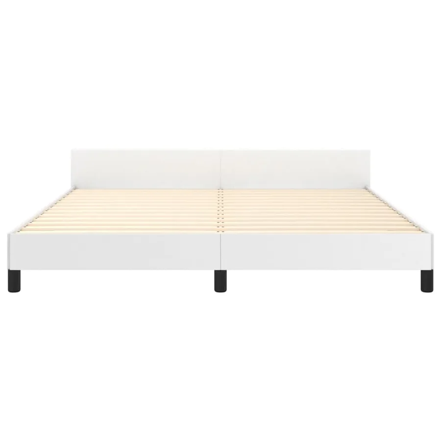 Cadre de lit sans matelas blanc similicuir - 6
