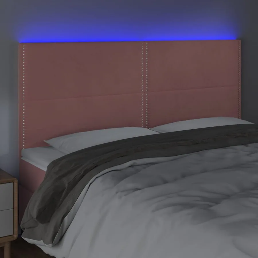 Tête de lit à LED Rose 200x5x118/128 cm Velours - 3