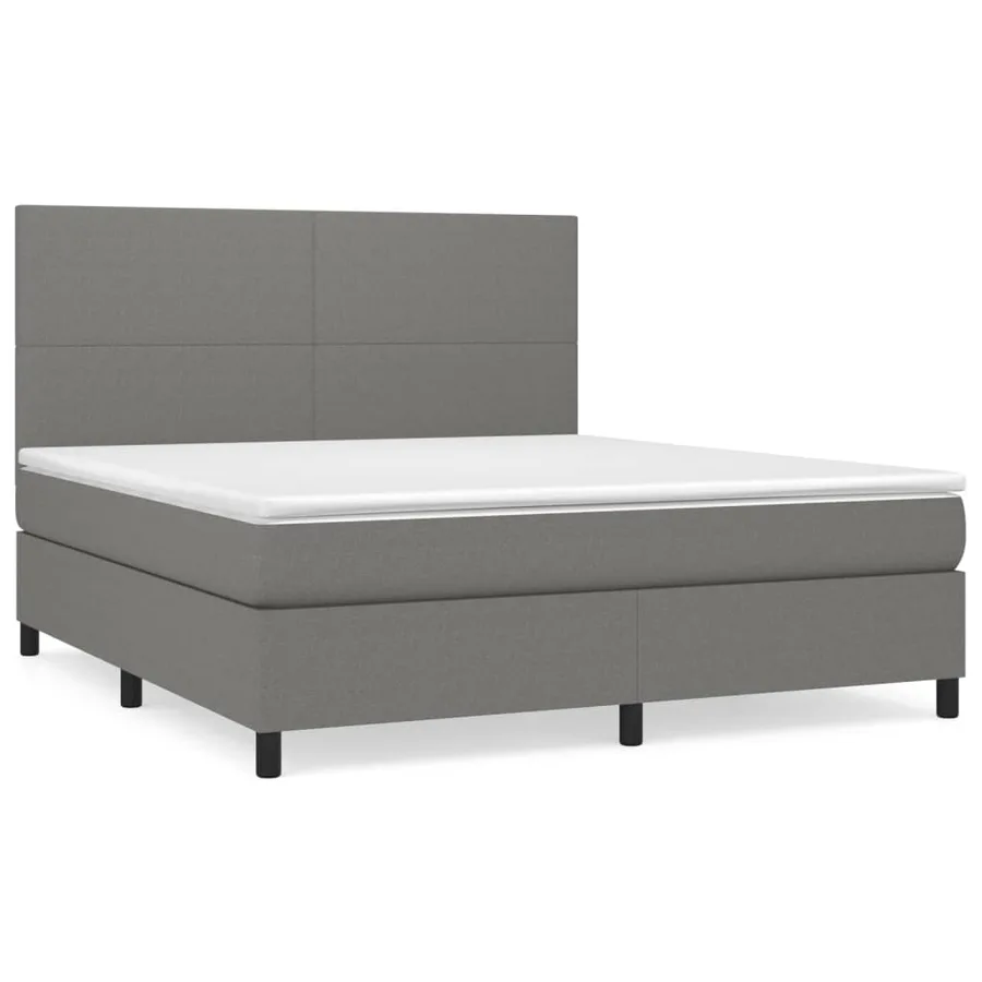Sommier à lattes de lit avec matelas Gris foncé 180x200cm Tissu - 2