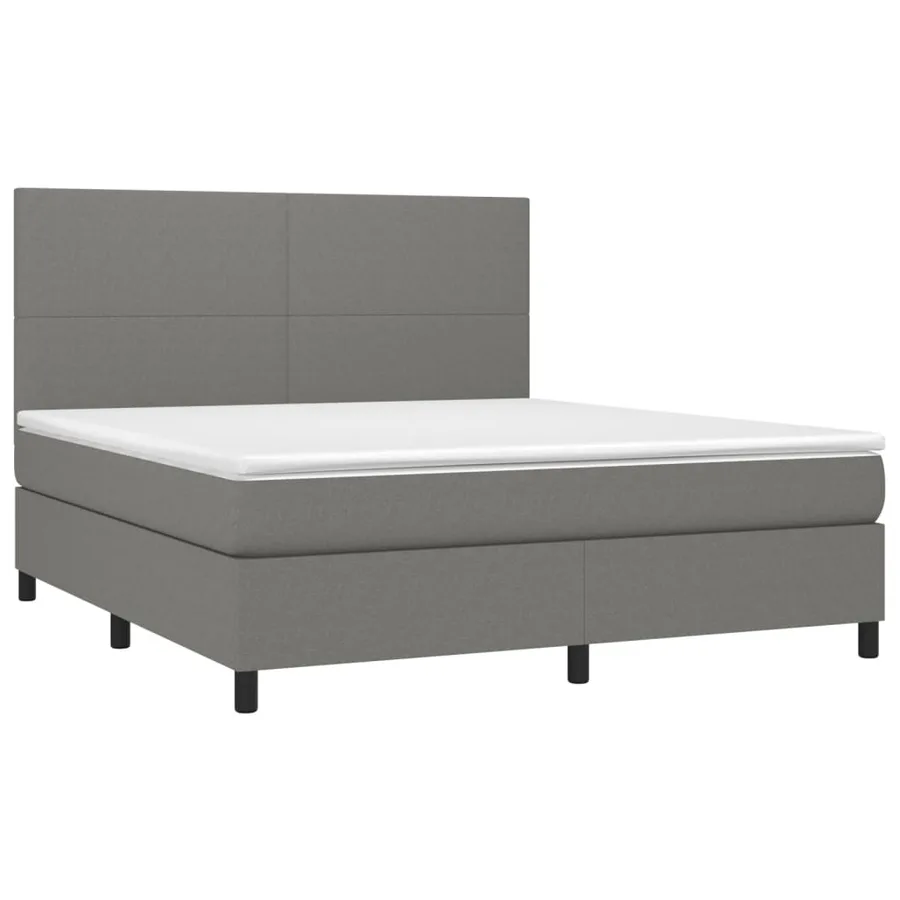 Sommier à lattes de lit avec matelas Gris foncé 180x200cm Tissu - 3