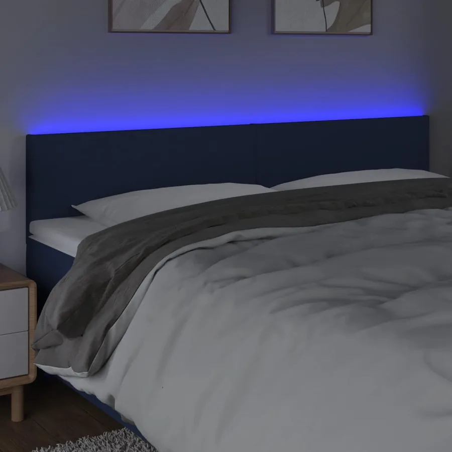 Tête de lit à LED Bleu 180x5x78/88 cm Tissu - 3