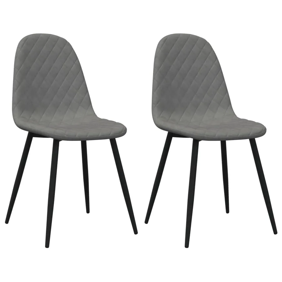 Chaises à manger lot de 2 Gris clair Velours - 2