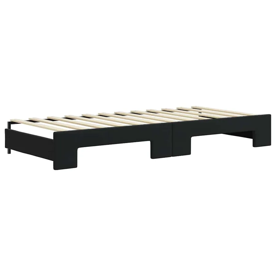 Lit de jour avec lit gigogne et matelas noir 80x200 cm velours - 5