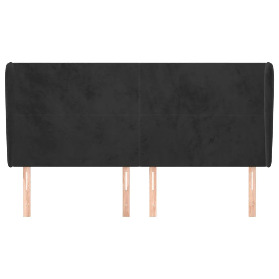 Tête de lit avec oreilles Noir 183x23x118/128 cm Velours - 3