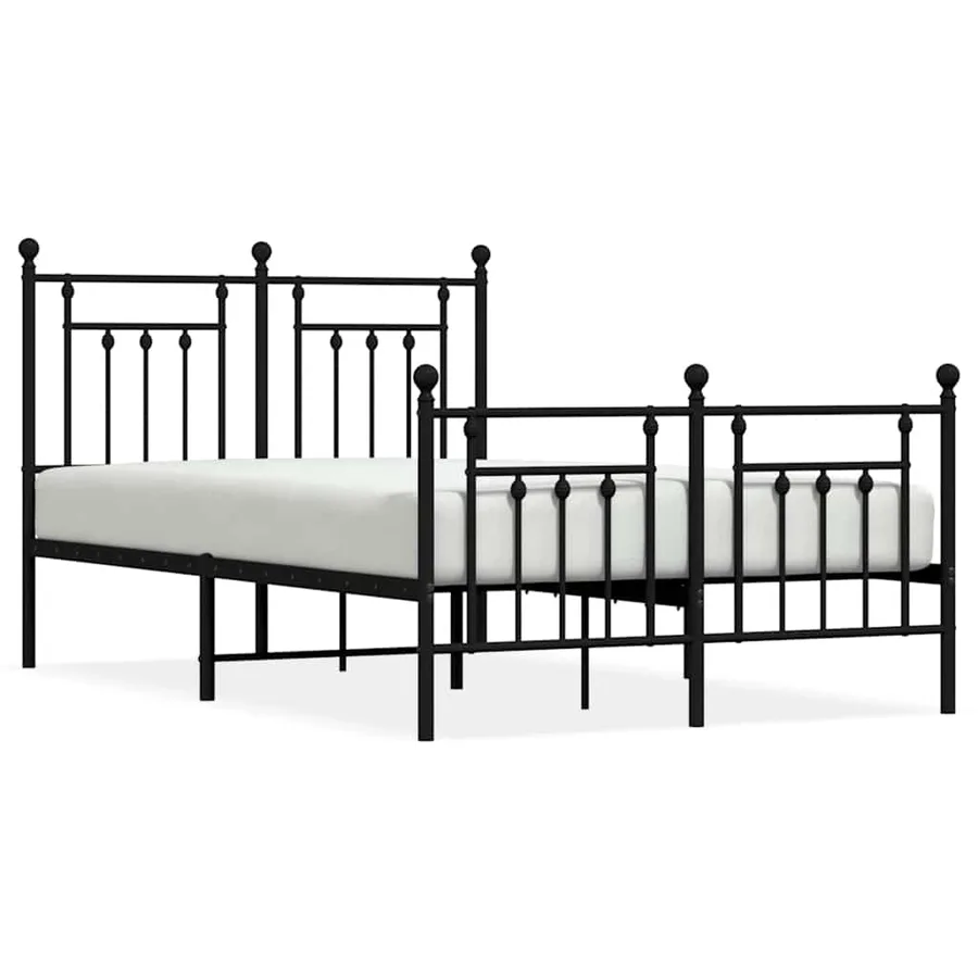 Cadre de lit métal sans matelas avec pied de lit noir 120x190cm - 2