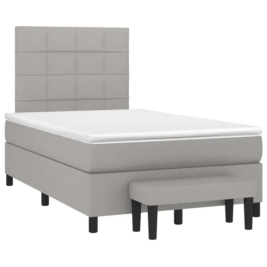 Sommier à lattes de lit avec matelas Gris clair 120x200cm Tissu - 3