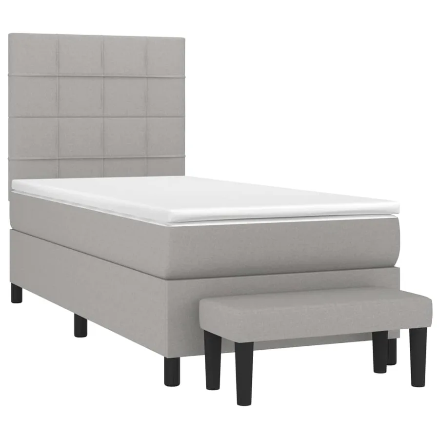Sommier à lattes de lit et matelas Gris clair 90x190 cm Tissu - 3