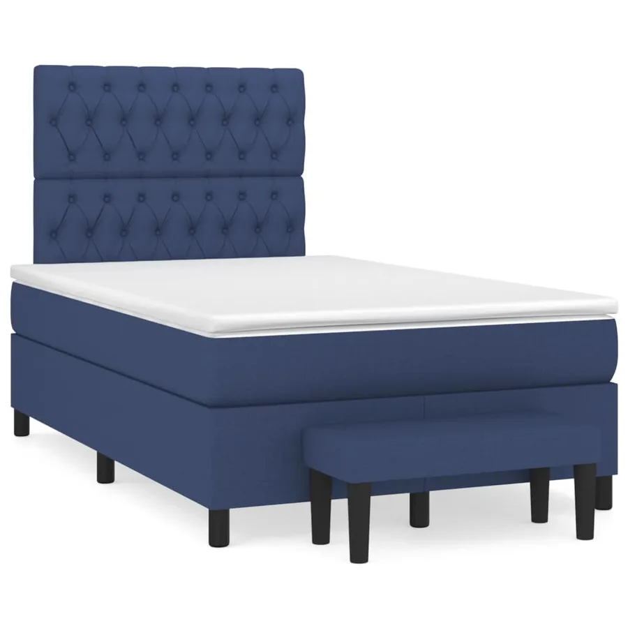Sommier à lattes de lit avec matelas Bleu 120x200 cm Tissu - 2