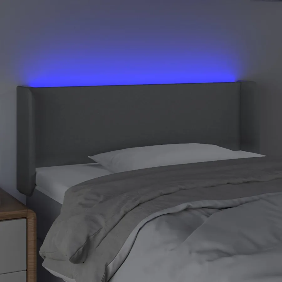 Tête de lit à LED Gris clair 93x16x78/88 cm Tissu - 4