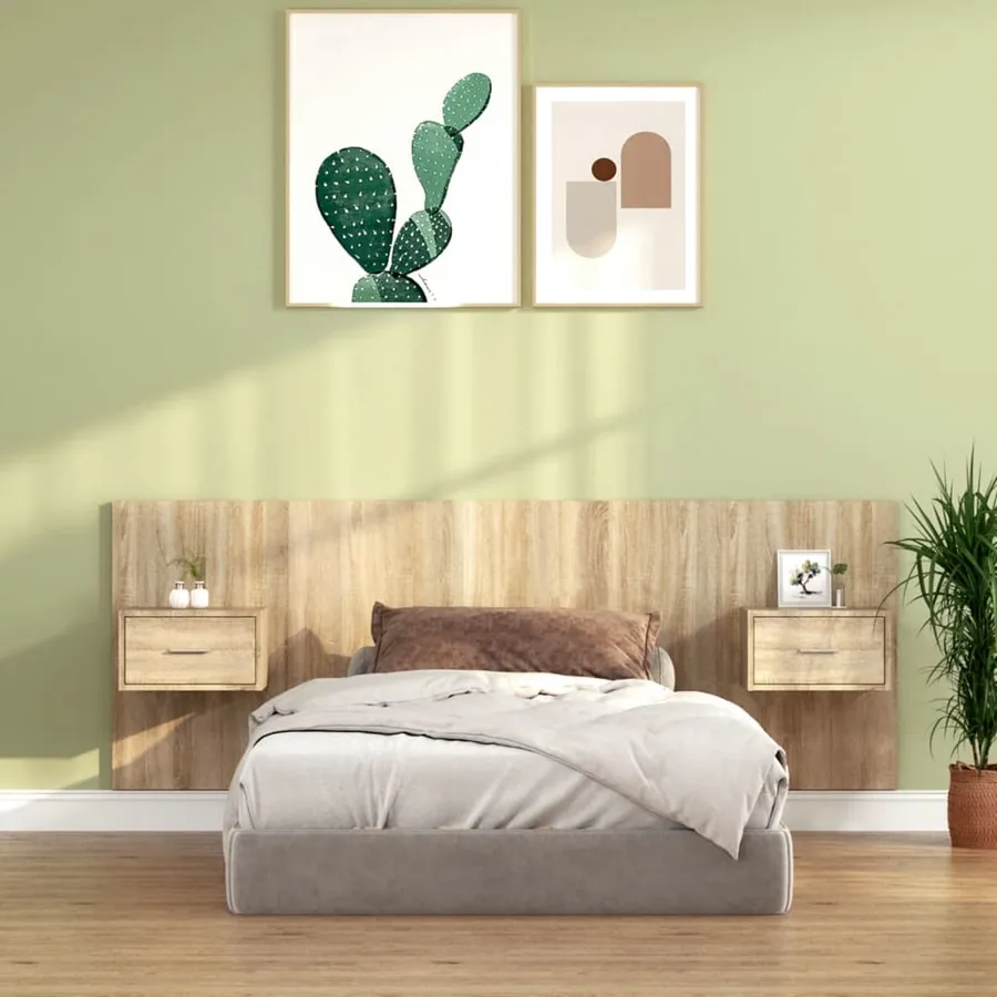 Tête de lit avec armoires Chêne sonoma Bois d'ingénierie
