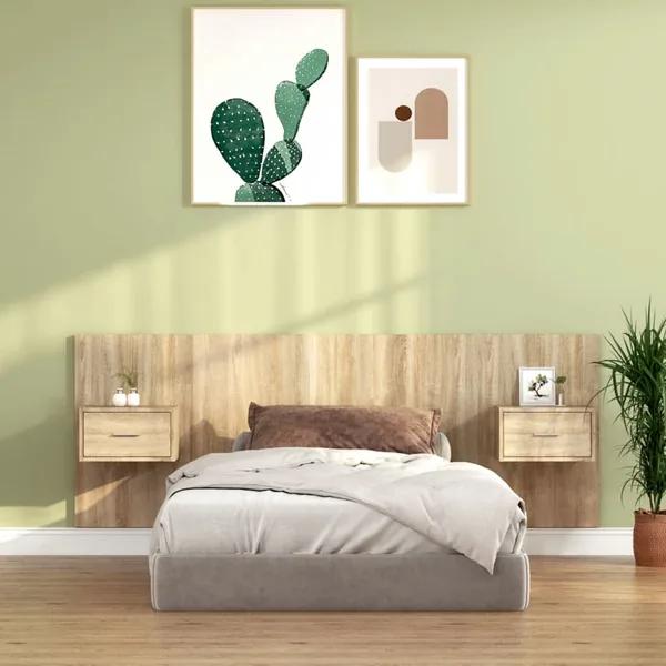 Tête de lit avec armoires Chêne sonoma Bois d'ingénierie