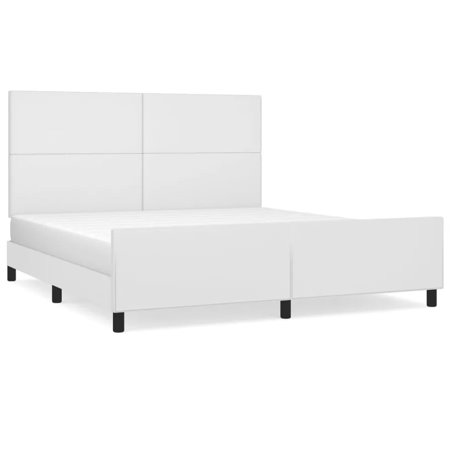 Cadre de lit sans matelas blanc 160x200 cm similicuir - 2