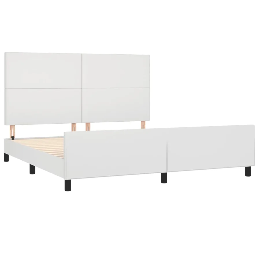 Cadre de lit sans matelas blanc 160x200 cm similicuir - 4