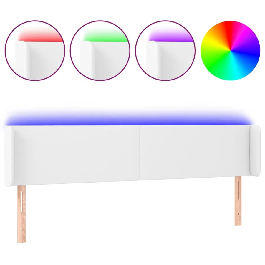 Tête de lit à LED Blanc 163x16x78/88 cm Similicuir - 2