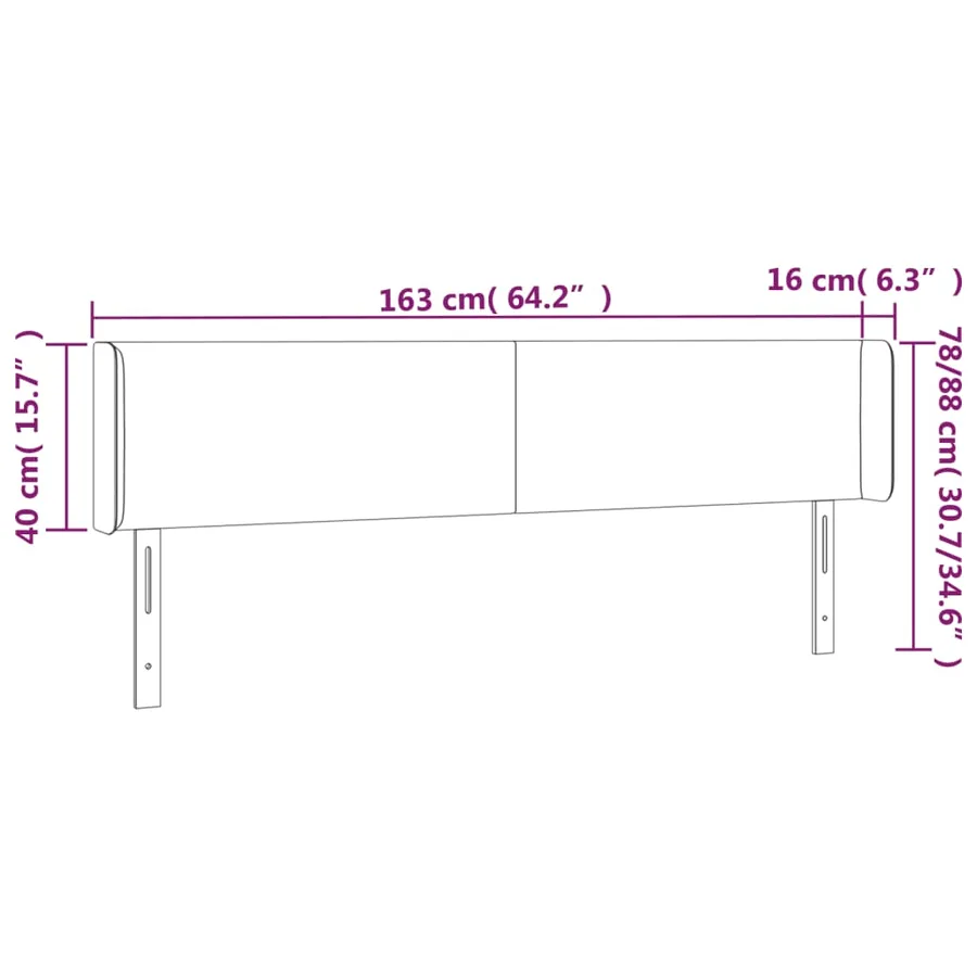 Tête de lit à LED Blanc 163x16x78/88 cm Similicuir - 6