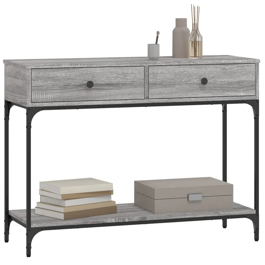 Table console sonoma gris 100x34,5x75 cm bois d'ingénierie - 7