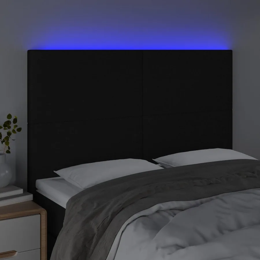 Tête de lit à LED Noir 144x5x118/128 cm Tissu - 3