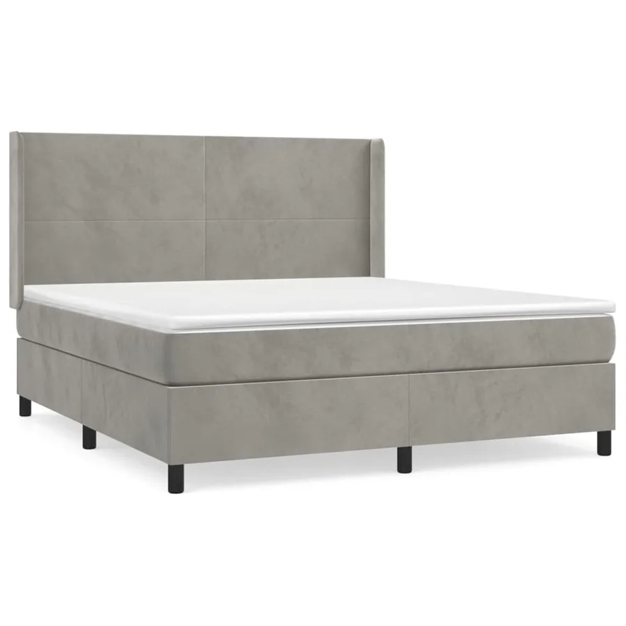 Sommier à lattes de lit et matelas Gris clair 160x200cm Velours - 2