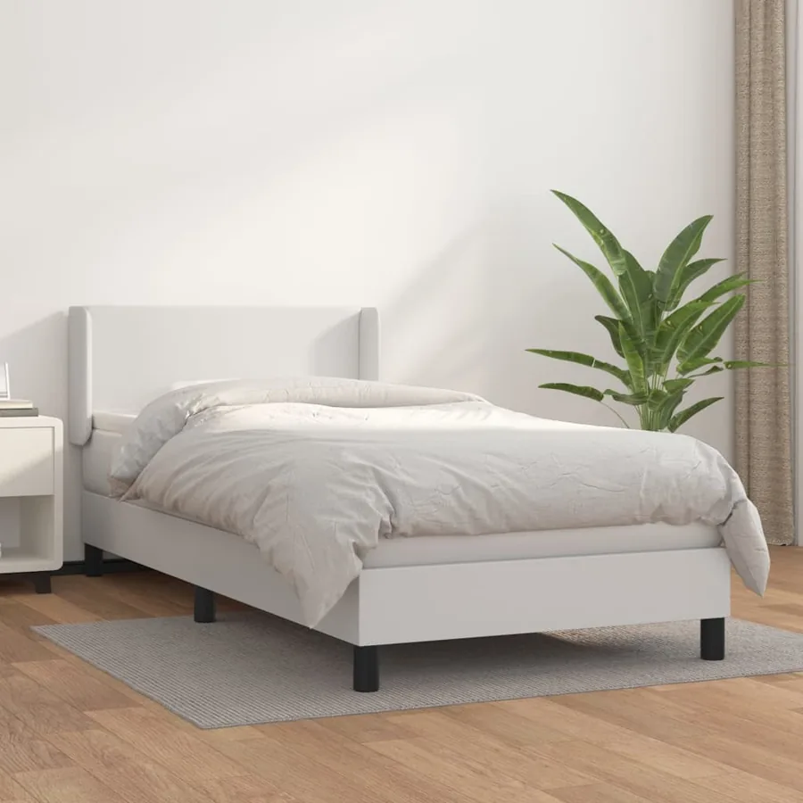 Sommier à lattes de lit avec matelas Blanc 80x200 cm Similicuir
