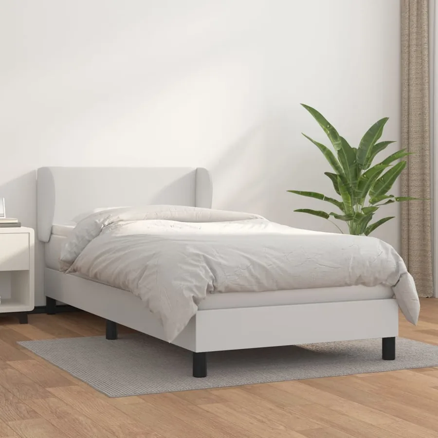 Sommier à lattes de lit avec matelas Blanc 80x200 cm Similicuir