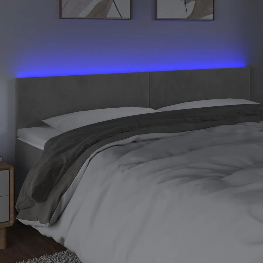 Tête de lit à LED Gris clair 160x5x78/88 cm Velours - 3
