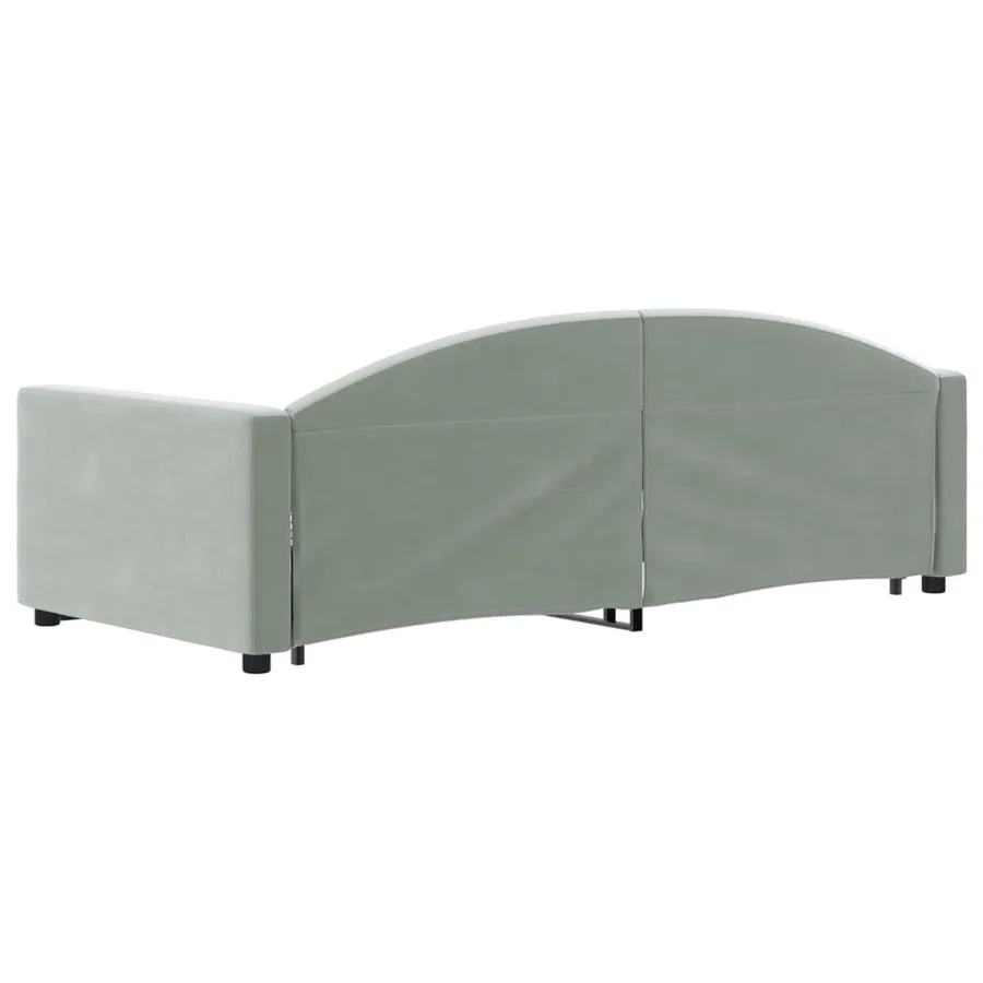 Lit de jour avec lit gigogne gris clair 90x190 cm velours - 5