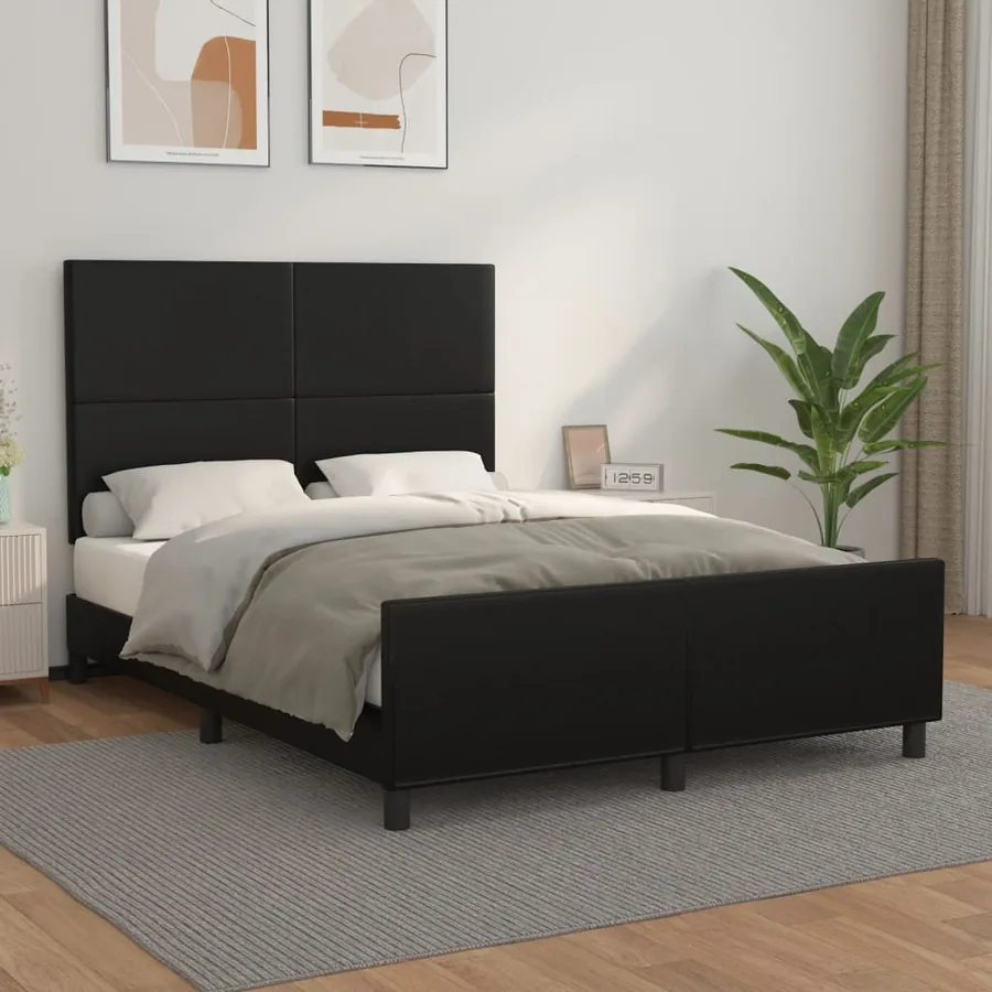 Cadre de lit sans matelas noir 140x200 cm similicuir