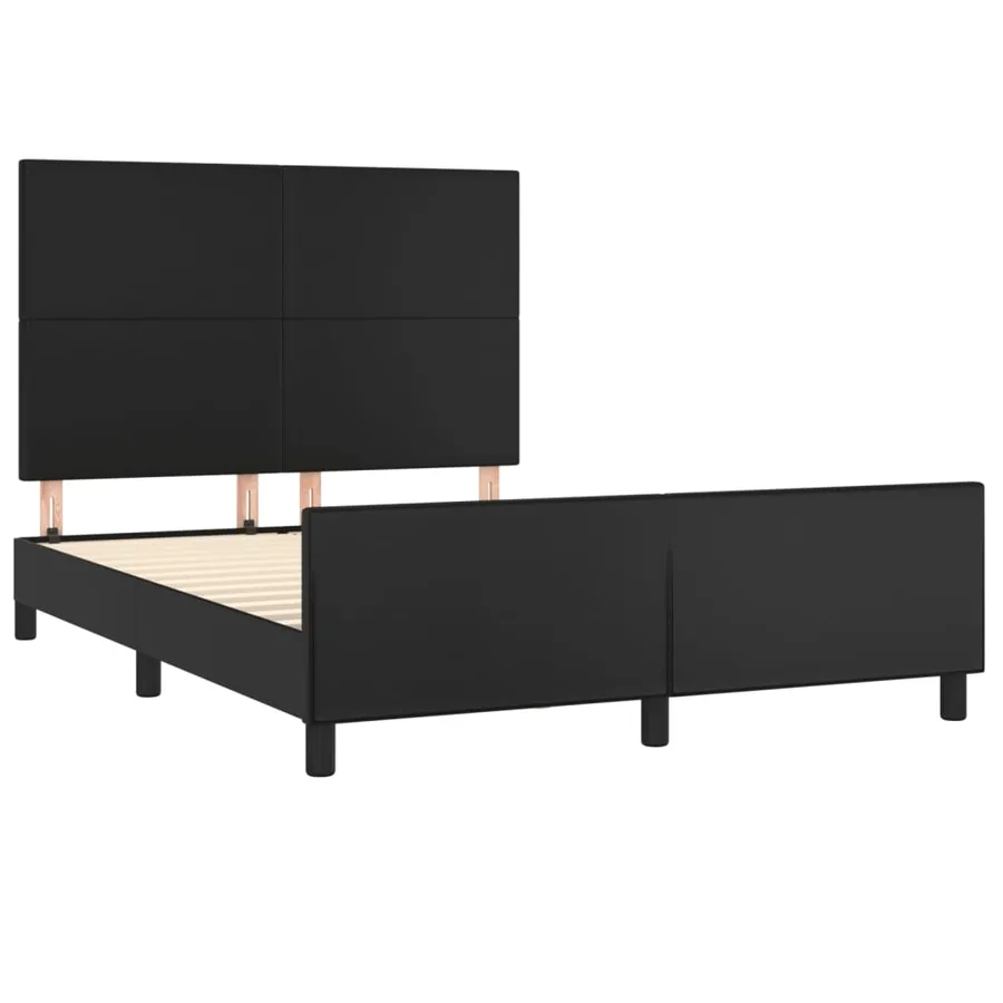 Cadre de lit sans matelas noir 140x190 cm similicuir - 4