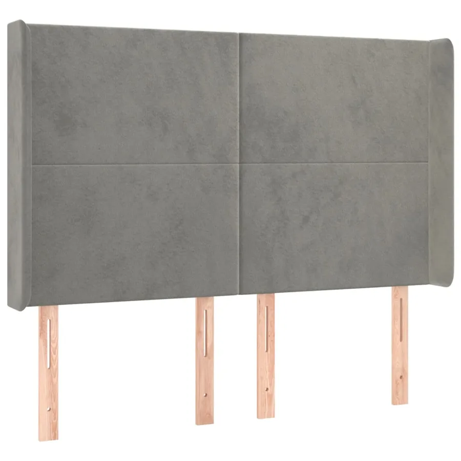 Tête de lit avec oreilles Gris clair 147x16x118/128 cm Velours - 2
