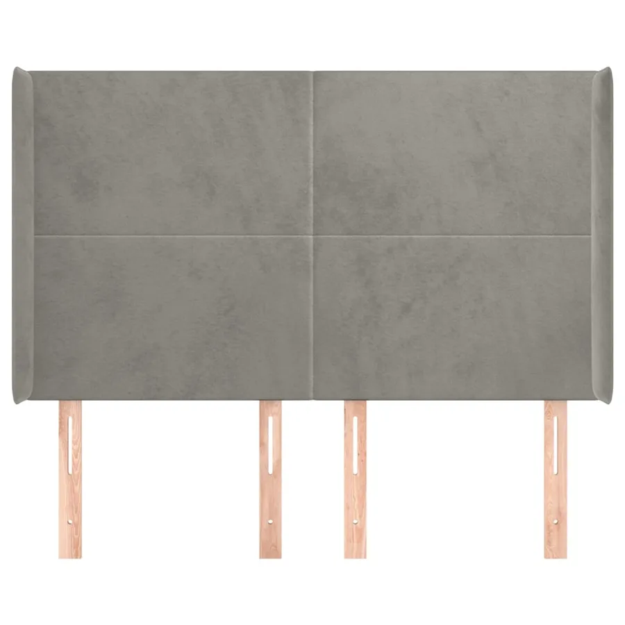 Tête de lit avec oreilles Gris clair 147x16x118/128 cm Velours - 3