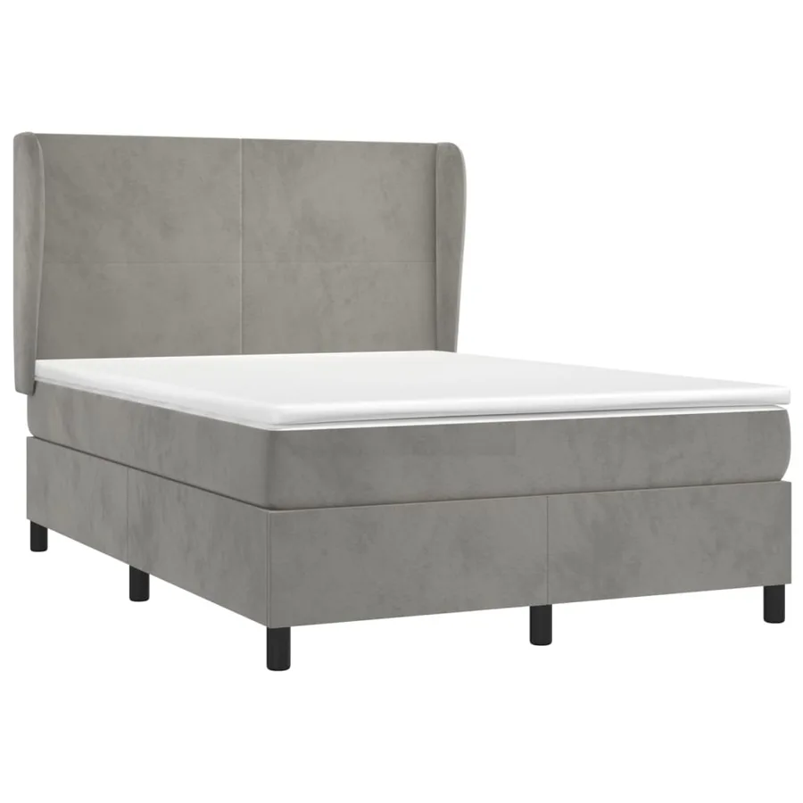 Sommier à lattes de lit et matelas Gris clair 140x190cm Velours - 3