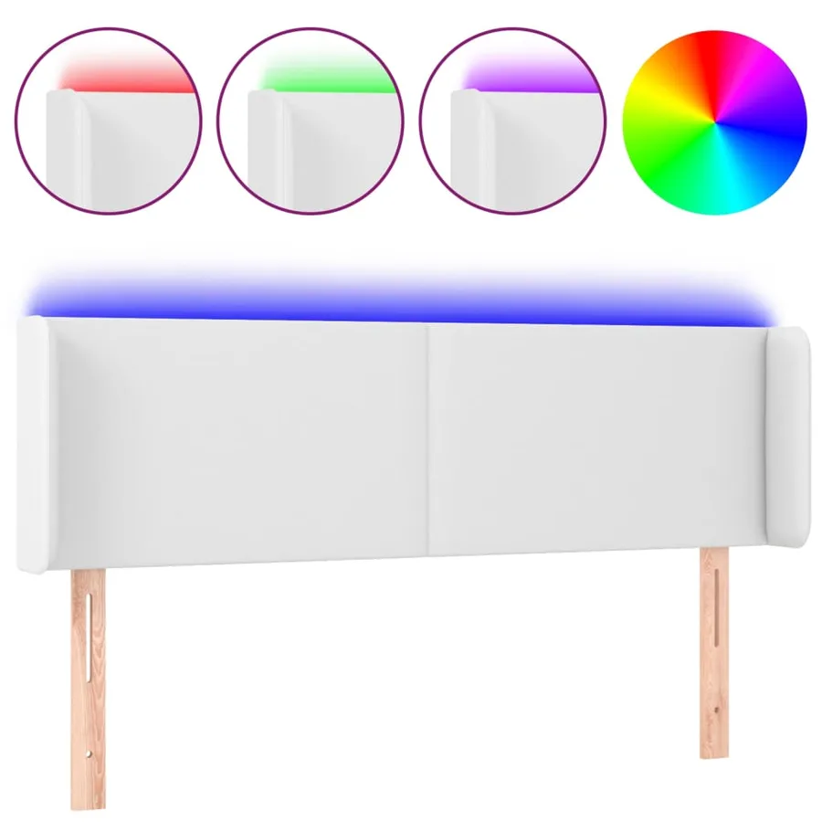 Tête de lit à LED Blanc 147x16x78/88 cm Similicuir - 2