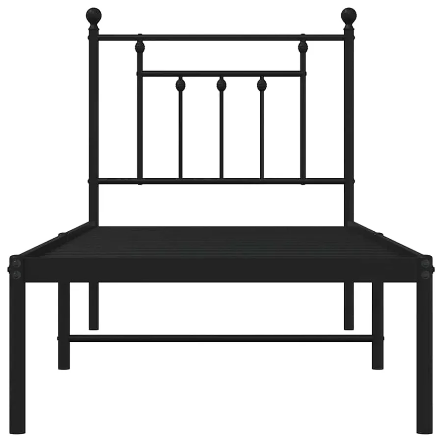 Cadre de lit métal sans matelas avec tête de lit noir 75x190 cm - 6