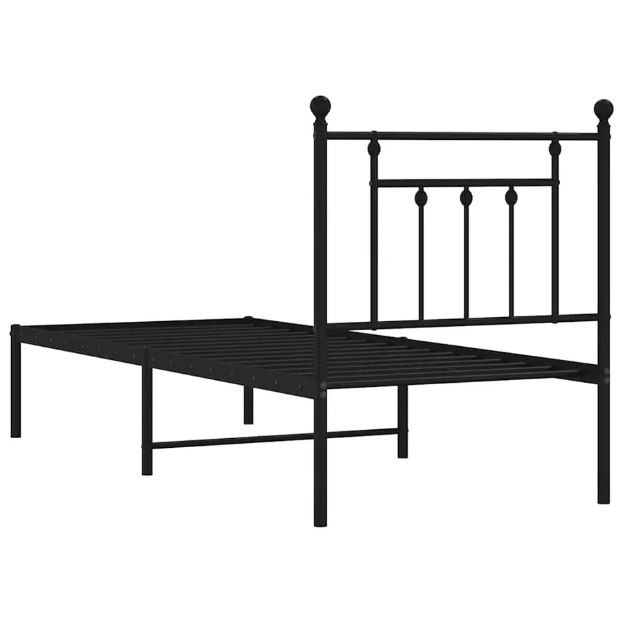 Cadre de lit métal sans matelas avec tête de lit noir 75x190 cm - 8