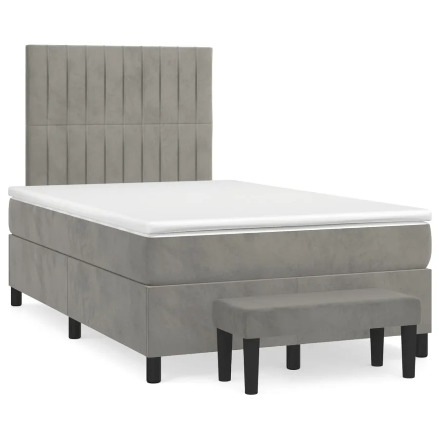 Sommier à lattes de lit et matelas Gris clair 120x200cm Velours - 2
