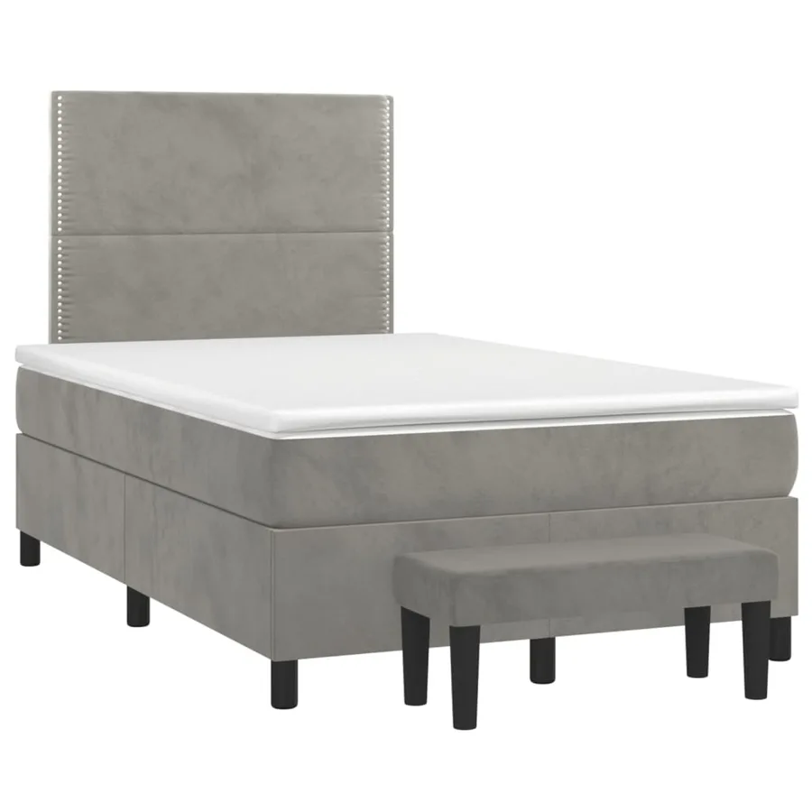 Sommier à lattes de lit et matelas Gris clair 120x200cm Velours - 3