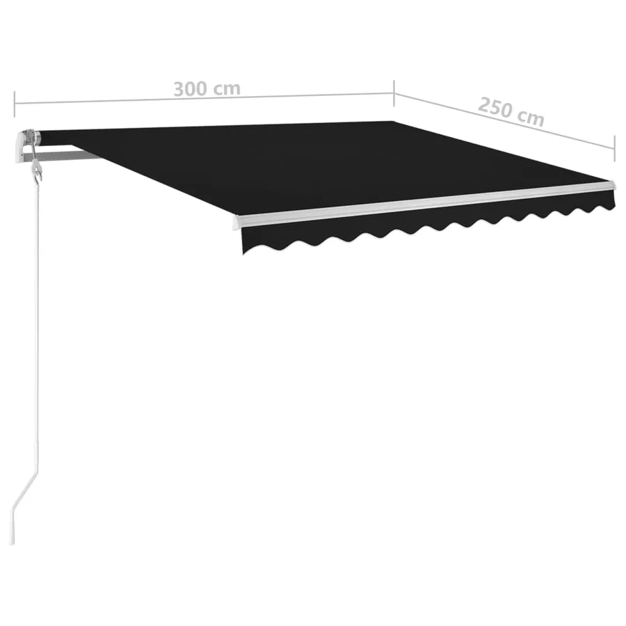 Auvent automatique capteur de vent et LED 300x250 cm Anthracite - 10