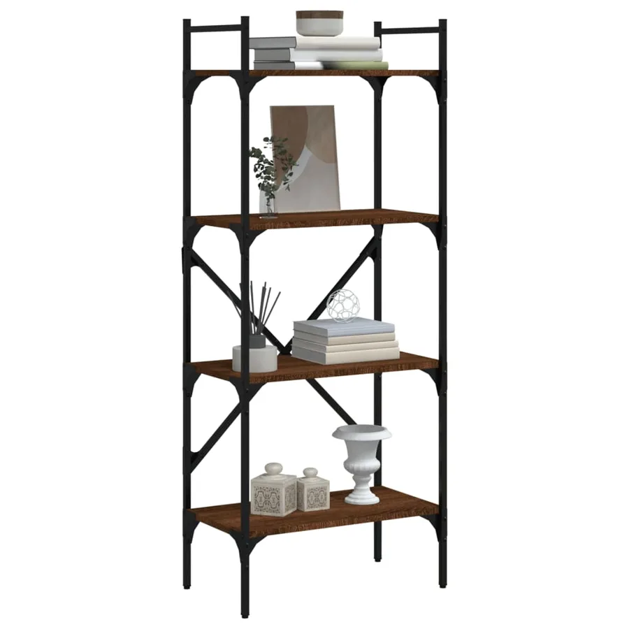 Bibliothèque à 4 niveaux chêne marron 56x31,5x138,5 cm - 6