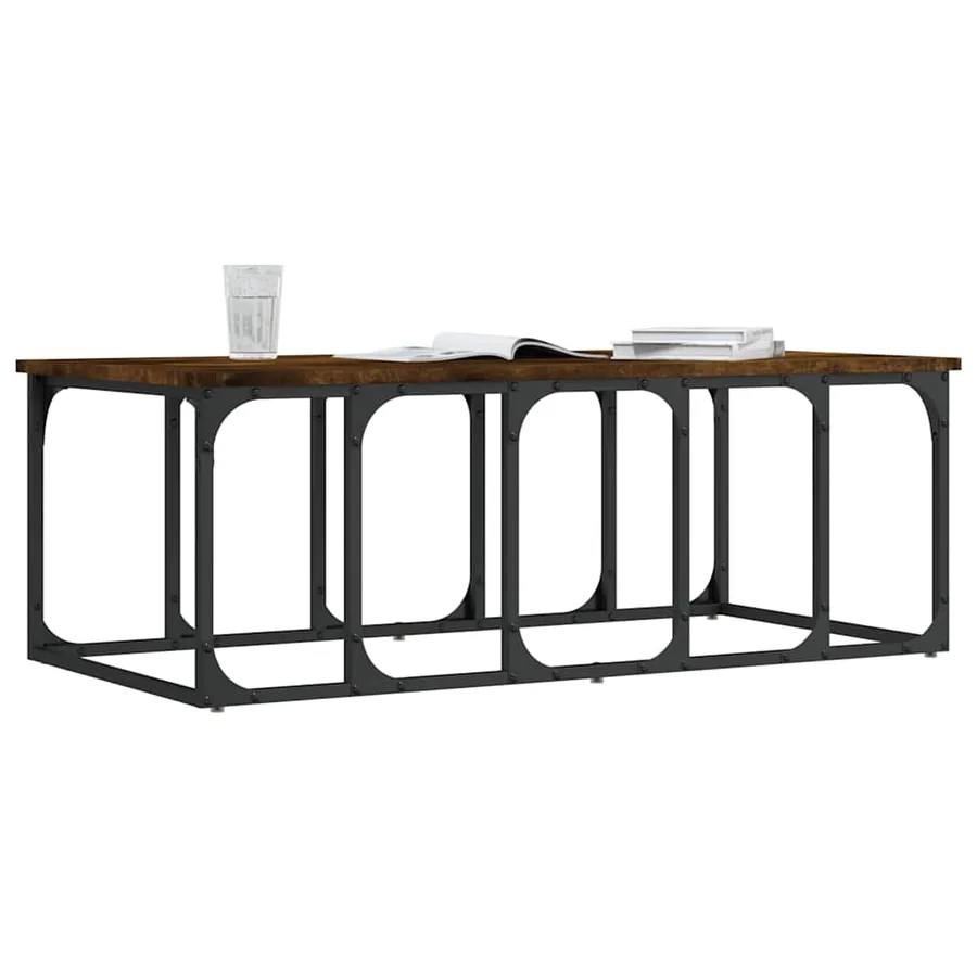 Table basse chêne fumé 100x50x35,5 cm bois d'ingénierie - 3