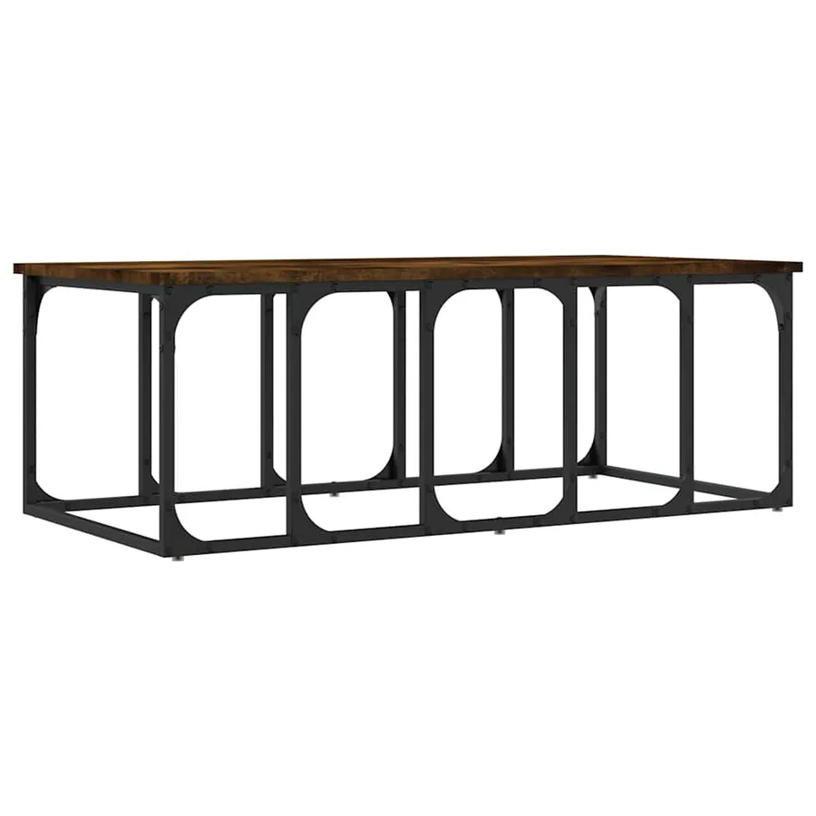 Table basse chêne fumé 100x50x35,5 cm bois d'ingénierie - 6