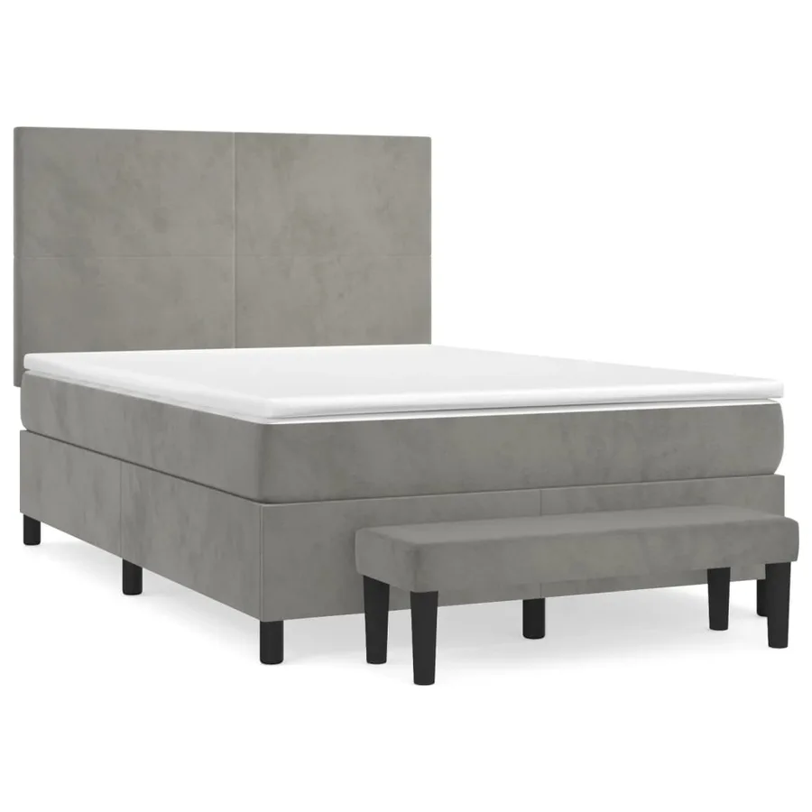 Sommier à lattes de lit et matelas Gris clair 140x190cm Velours - 2